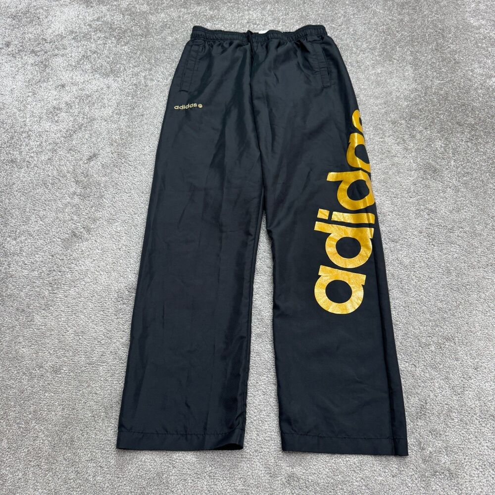 Adidas Neo Graphic Track Pants Mens Medium Black Gold Lightweight Activewear